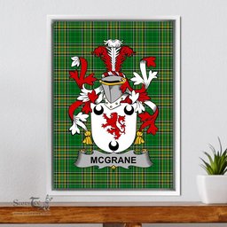 Irish McGrane or McGrann Coat of Arms Family Crest Ireland Framed Canvas Print Irish National Tartan