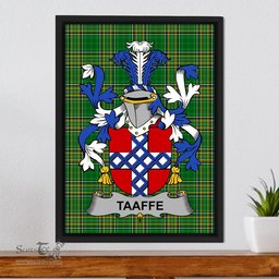 Irish Taaffe Coat of Arms Family Crest Ireland Framed Canvas Print Irish National Tartan