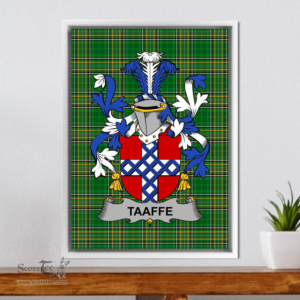 Irish Taaffe Coat of Arms Family Crest Ireland Framed Canvas Print Irish National Tartan