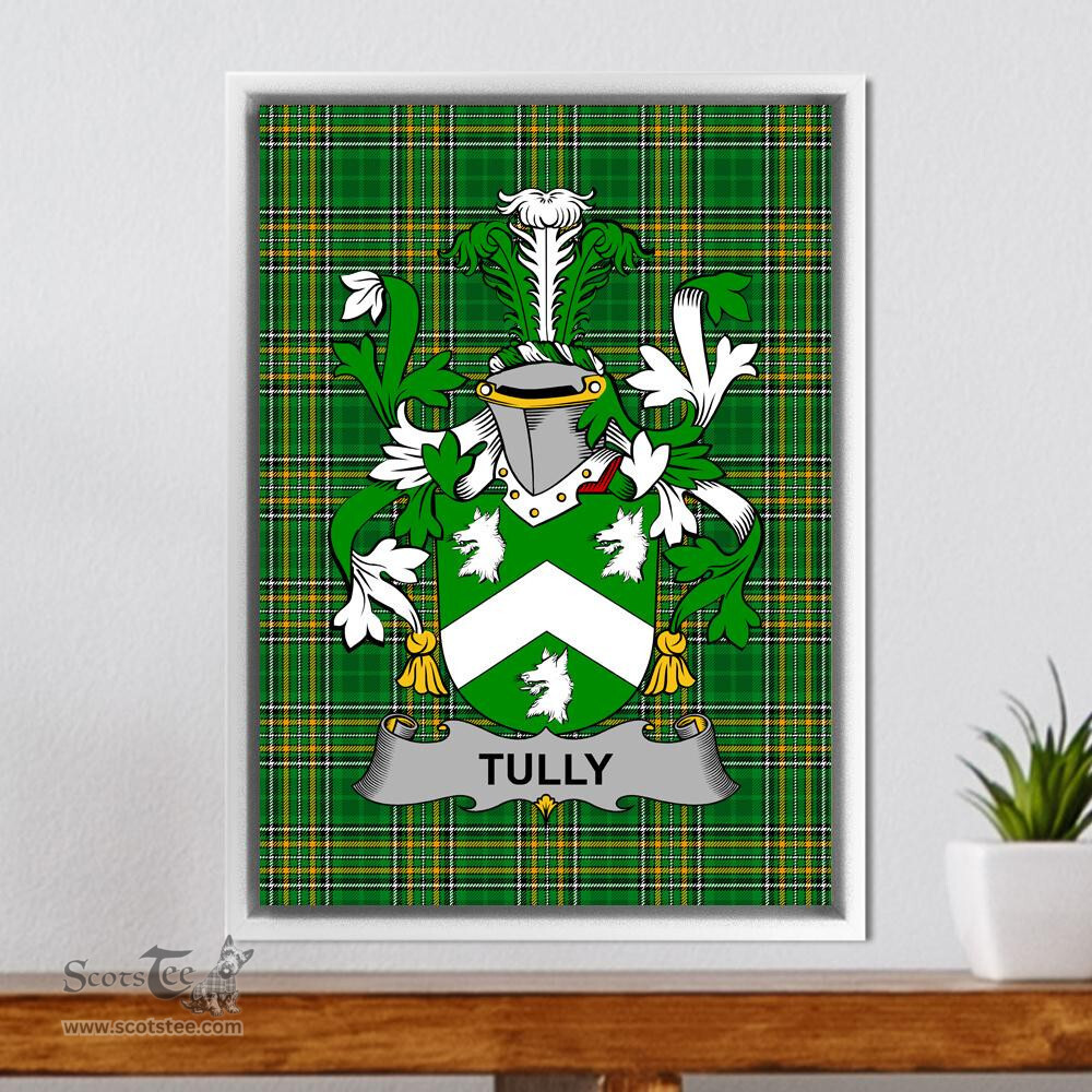 Irish Tuly or McAtilla Coat of Arms Family Crest Ireland Framed Canvas Print Irish National Tartan