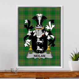 Irish Neilan or O'Neylan Coat of Arms Family Crest Ireland Framed Canvas Print Irish National Tartan