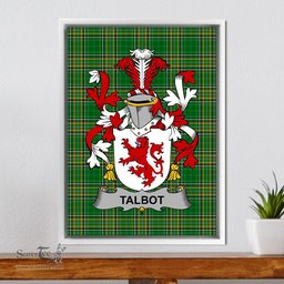 Irish Talbot Coat of Arms Family Crest Ireland Framed Canvas Print Irish National Tartan