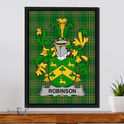 Irish Robinson Coat of Arms Family Crest Ireland Framed Canvas Print Irish National Tartan