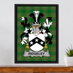 Irish Ridgeley Coat of Arms Family Crest Ireland Framed Canvas Print Irish National Tartan