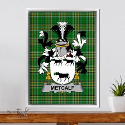Irish Metcalf or Metcalfe Coat of Arms Family Crest Ireland Framed Canvas Print Irish National Tartan