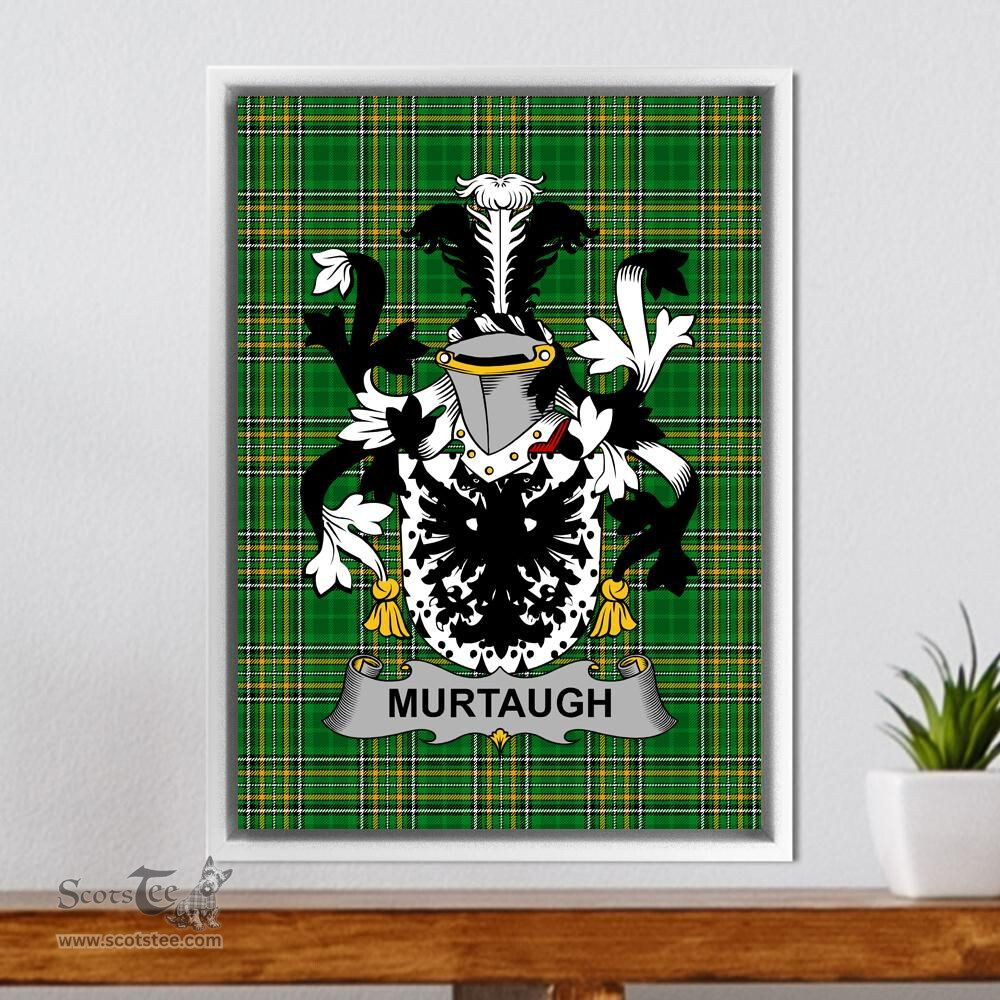 Irish Murtaugh Coat of Arms Family Crest Ireland Framed Canvas Print Irish National Tartan
