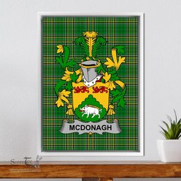 Irish McDonagh or McDonogh Coat of Arms Family Crest Ireland Framed Canvas Print Irish National Tartan