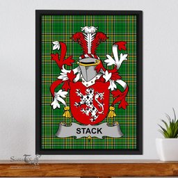 Irish Stack Coat of Arms Family Crest Ireland Framed Canvas Print Irish National Tartan