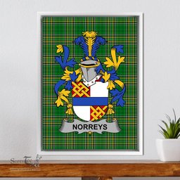 Irish Norreys Coat of Arms Family Crest Ireland Framed Canvas Print Irish National Tartan
