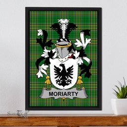 Irish Moriarty or O'Moriarty Coat of Arms Family Crest Ireland Framed Canvas Print Irish National Tartan