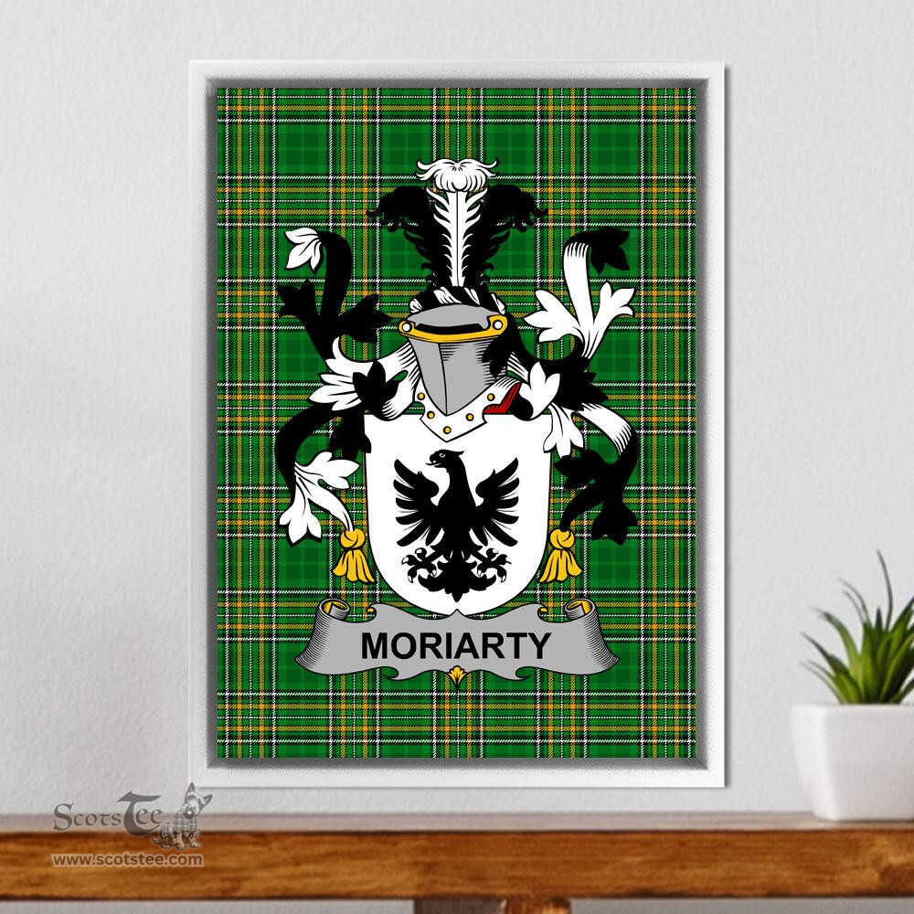 Irish Moriarty or O'Moriarty Coat of Arms Family Crest Ireland Framed Canvas Print Irish National Tartan