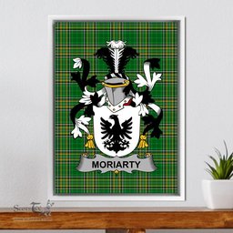 Irish Moriarty or O'Moriarty Coat of Arms Family Crest Ireland Framed Canvas Print Irish National Tartan