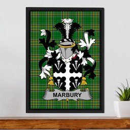 Irish Marbury Coat of Arms Family Crest Ireland Framed Canvas Print Irish National Tartan