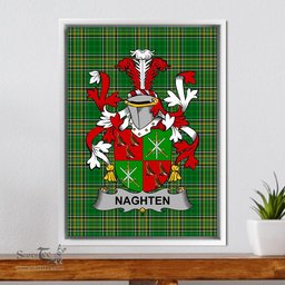 Irish Naghten or O'Naghten Coat of Arms Family Crest Ireland Framed Canvas Print Irish National Tartan