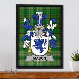 Irish Mason Coat of Arms Family Crest Ireland Framed Canvas Print Irish National Tartan