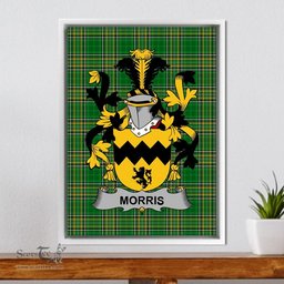 Irish Morris Coat of Arms Family Crest Ireland Framed Canvas Print Irish National Tartan