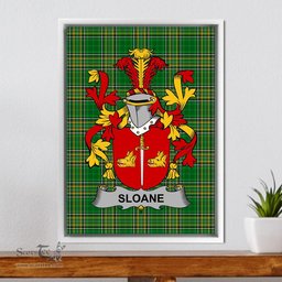 Irish Sloane Coat of Arms Family Crest Ireland Framed Canvas Print Irish National Tartan