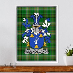 Irish Mulholland Coat of Arms Family Crest Ireland Framed Canvas Print Irish National Tartan