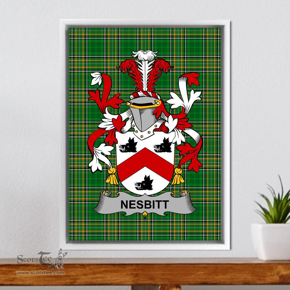 Irish Nesbitt Coat of Arms Family Crest Ireland Framed Canvas Print Irish National Tartan