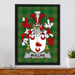 Irish Mullan Coat of Arms Family Crest Ireland Framed Canvas Print Irish National Tartan