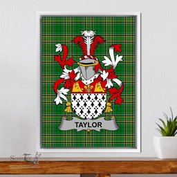 Irish Taylor Coat of Arms Family Crest Ireland Framed Canvas Print Irish National Tartan