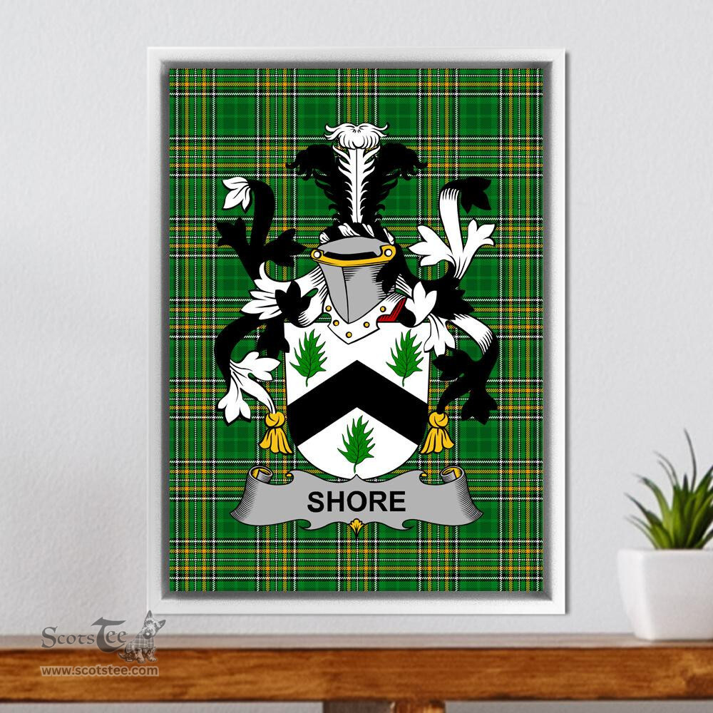 Irish Shore Coat of Arms Family Crest Ireland Framed Canvas Print Irish National Tartan