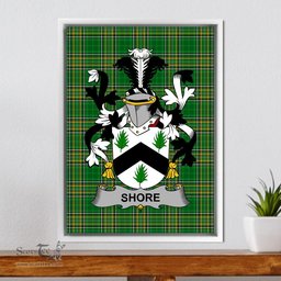 Irish Shore Coat of Arms Family Crest Ireland Framed Canvas Print Irish National Tartan