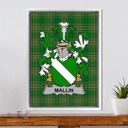 Irish Mallin or O'Mallan Coat of Arms Family Crest Ireland Framed Canvas Print Irish National Tartan