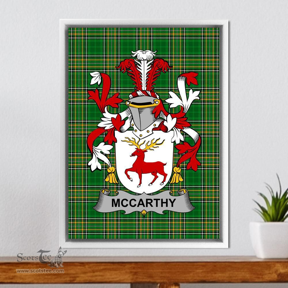 Irish McCarthy Coat of Arms Family Crest Ireland Framed Canvas Print Irish National Tartan