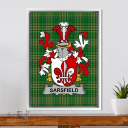 Irish Sarsfield Coat of Arms Family Crest Ireland Framed Canvas Print Irish National Tartan