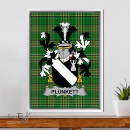 Irish Plunkett Coat of Arms Family Crest Ireland Framed Canvas Print Irish National Tartan