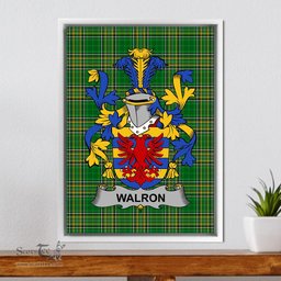 Irish Walron Coat of Arms Family Crest Ireland Framed Canvas Print Irish National Tartan