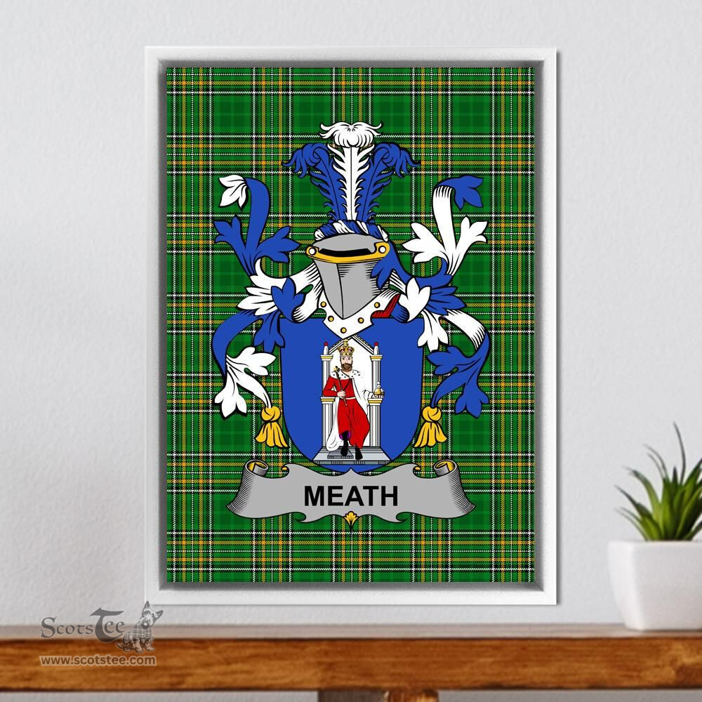 Irish Meath Coat of Arms Family Crest Ireland Framed Canvas Print Irish National Tartan
