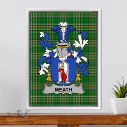 Irish Meath Coat of Arms Family Crest Ireland Framed Canvas Print Irish National Tartan