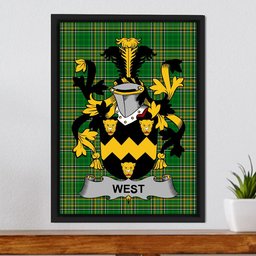 Irish West Coat of Arms Family Crest Ireland Framed Canvas Print Irish National Tartan