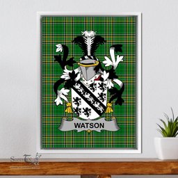 Irish Watson Coat of Arms Family Crest Ireland Framed Canvas Print Irish National Tartan