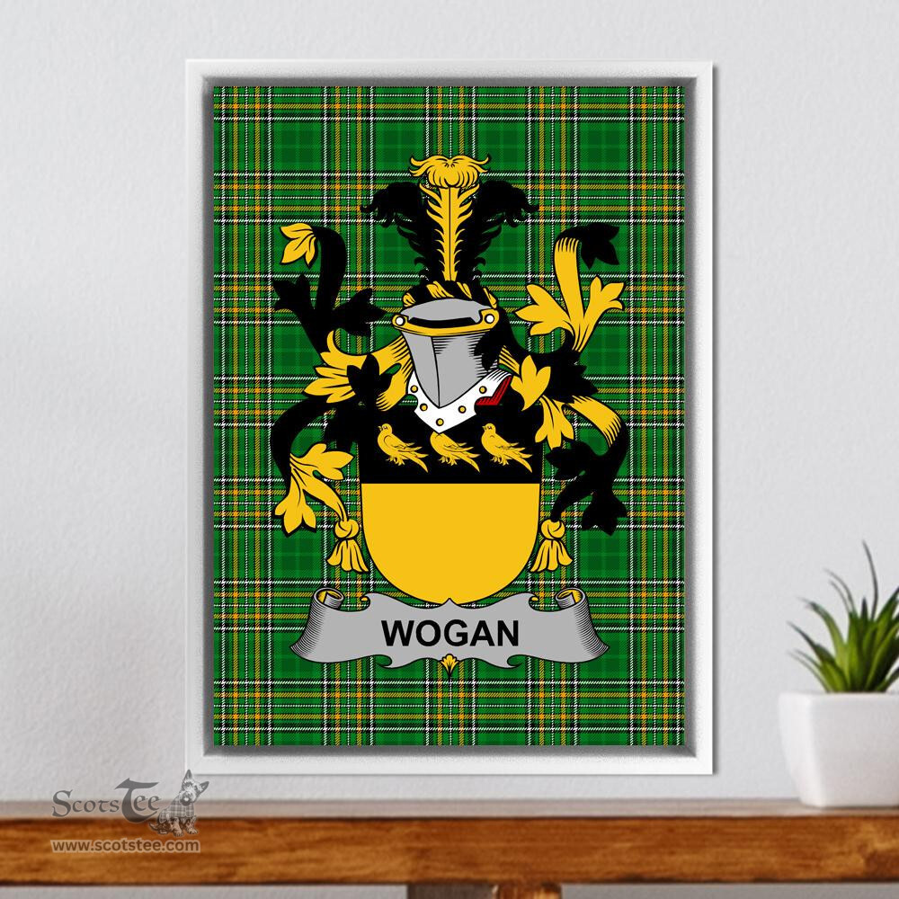 Irish Wogan Coat of Arms Family Crest Ireland Framed Canvas Print Irish National Tartan