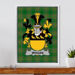 Irish Wogan Coat of Arms Family Crest Ireland Framed Canvas Print Irish National Tartan