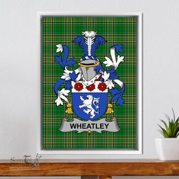 Irish Wheatley Coat of Arms Family Crest Ireland Framed Canvas Print Irish National Tartan