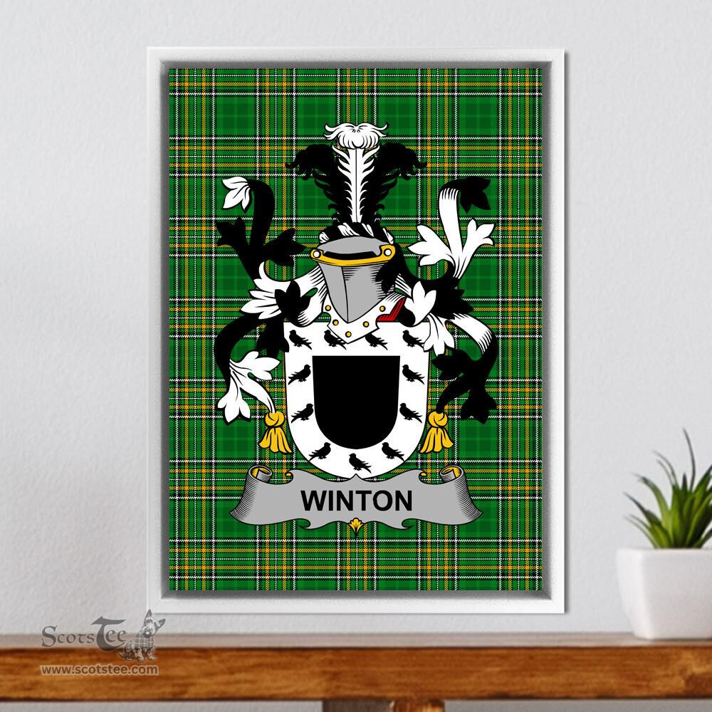 Irish Winton Coat of Arms Family Crest Ireland Framed Canvas Print Irish National Tartan