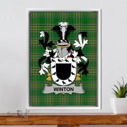 Irish Winton Coat of Arms Family Crest Ireland Framed Canvas Print Irish National Tartan