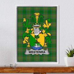 Irish Westenra Coat of Arms Family Crest Ireland Framed Canvas Print Irish National Tartan