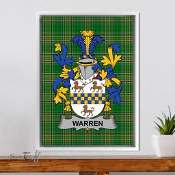 Irish Warren Coat of Arms Family Crest Ireland Framed Canvas Print Irish National Tartan