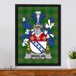 Irish Whelan Coat of Arms Family Crest Ireland Framed Canvas Print Irish National Tartan