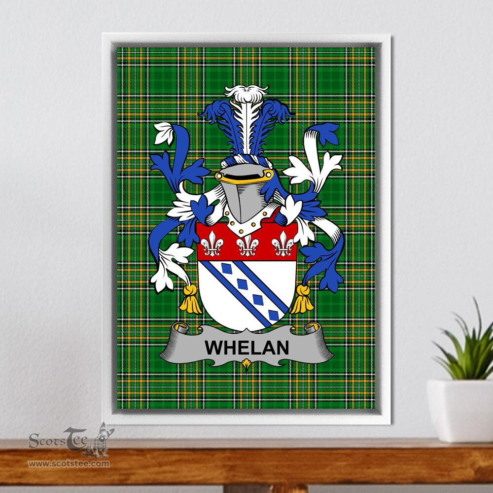 Irish Whelan Coat of Arms Family Crest Ireland Framed Canvas Print Irish National Tartan