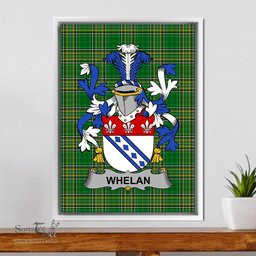 Irish Whelan Coat of Arms Family Crest Ireland Framed Canvas Print Irish National Tartan