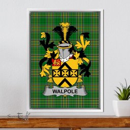 Irish Walpole Coat of Arms Family Crest Ireland Framed Canvas Print Irish National Tartan