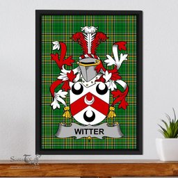 Irish Witter Coat of Arms Family Crest Ireland Framed Canvas Print Irish National Tartan