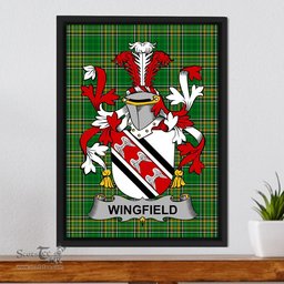 Irish Wingfield Coat of Arms Family Crest Ireland Framed Canvas Print Irish National Tartan