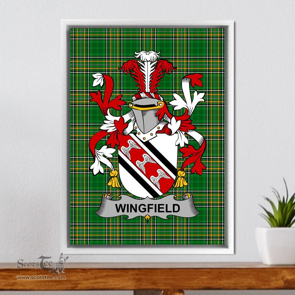 Irish Wingfield Coat of Arms Family Crest Ireland Framed Canvas Print Irish National Tartan